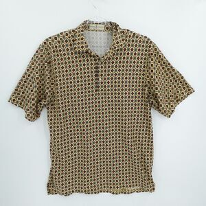 Vintage Golf Polo Shirt Mens Large Geometric Mercerized‎ Cotton Preppy Aztec F&G